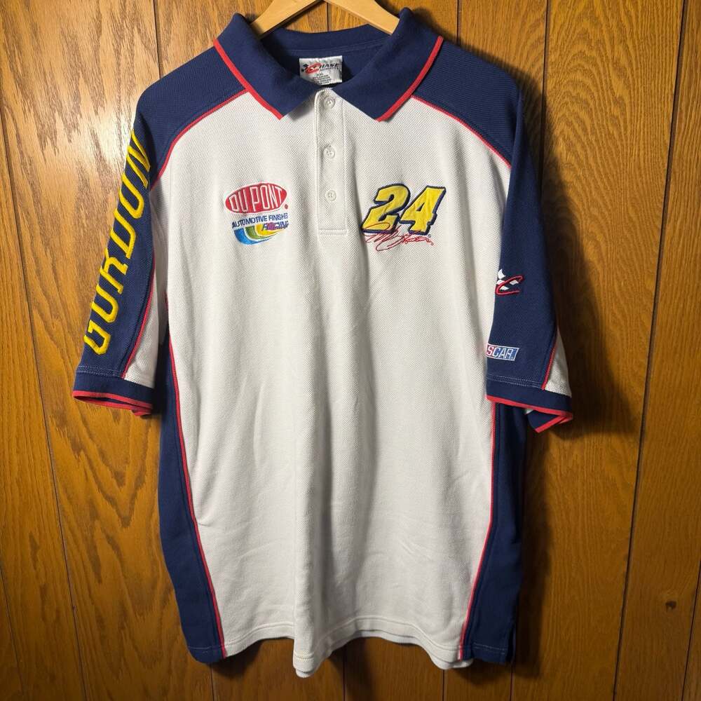 Vintage Chase Authentics Jeff Gordon DuPont NASCAR #24 Polo Shirt XXL